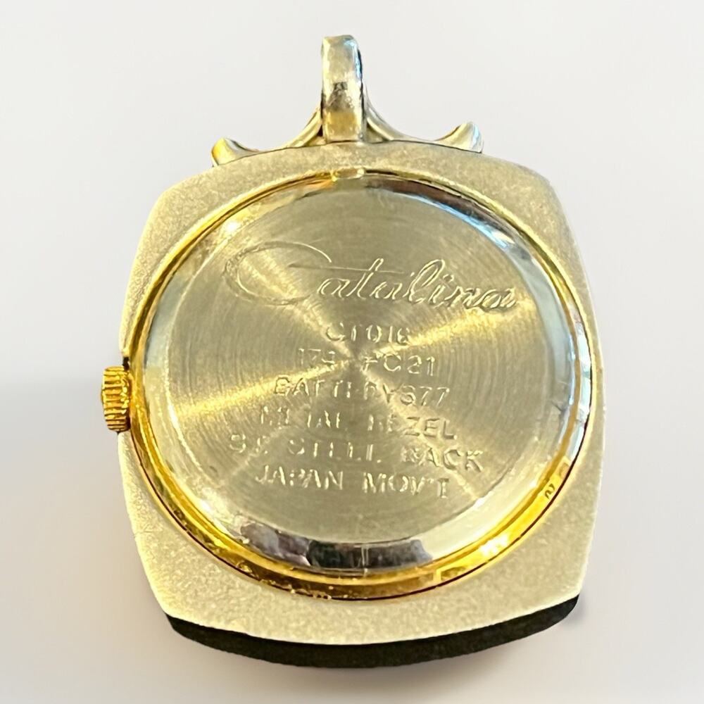 Catalina Watch Pendant Necklace CT016 Silver Tone Chain and Case Gold Accents - Picture 3 of 7